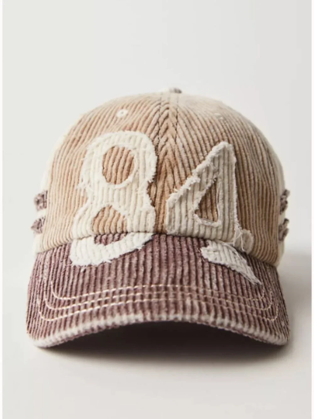 Free People Hollie Varsity Baseball Hat in Ivory Corduroy - NWT $48 MSRP